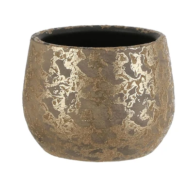 Afbeelding van Mica Decorations Bloempot goudkleurig keramiek 16 x 13 cm