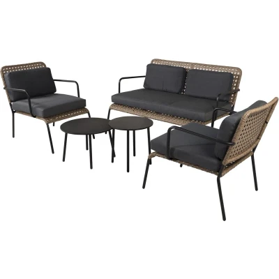 Afbeelding van Paola tuinmeubelset 5 delen zwart, grijs, naturel.
