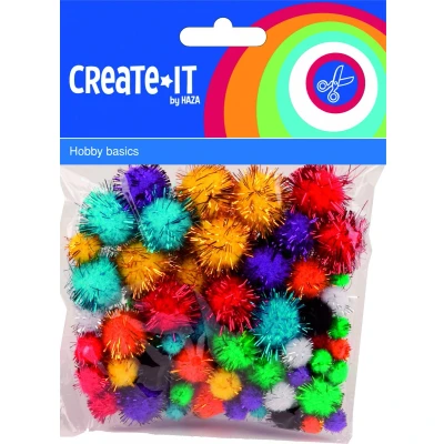 Afbeelding van Haza Original Knutselset Create It Pompoms Glitter 78 Stuks