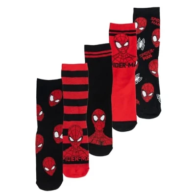 Afbeelding van United Labels Marvel Spiderman sokken voor heren, sneakerkousen, 40 45 (verpakking van 5 stuks), zwart/rood, EU