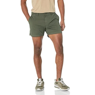 Afbeelding van Goodthreads mannen 12,7 cm binnenbeenlengte platte voorkant stretch chino korte,Diepe diepte/olijf,28W