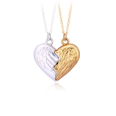 Afbeelding van Bixorp Friends BFF Ketting voor 2 met Hart Zilver &amp; Goudkleurig Magnetische Vriendschapsketting Twee Helften Best Vriendschap Cadeau