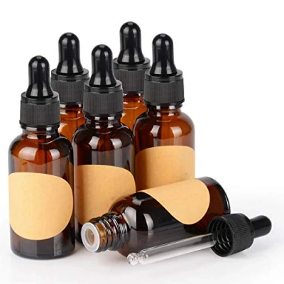 Afbeelding van stonylab 6 Pack Glazen Druppelflesje, Lege Fles met Druppelaar, Binnenste Plug en Label voor Etherische Oliën Aromatherapie Geuren (30 ml, Bruin)