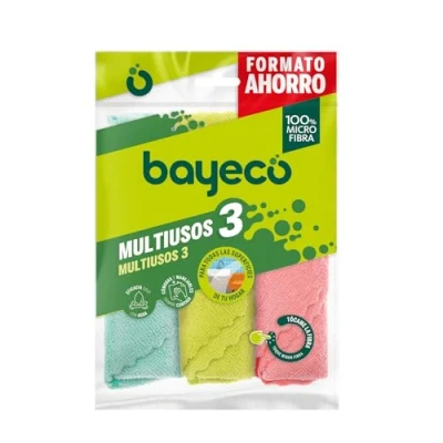 Afbeelding van Bayeco verpakking multifunctionele doeken 100% microvezel alle oppervlakken hoog absorptievermogen en oppervlak zonder strepen of pluisjes, alleen met water van 3 stuks