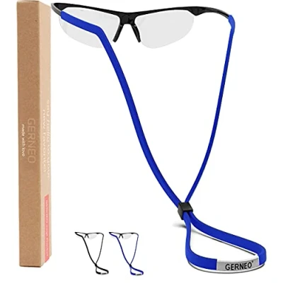 Afbeelding van GERNEO® Origineel betrouwbare sportbrilband van stof waterdichte brillenband en stevige grip voor sportbrillen, zonnebrillen leesbrillen, 1 x diepzwart koningsblauw, 71cm
