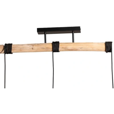 Afbeelding van Lindby Hanglamp 3lichts hout, stof, ijzer E27 hout natuur, rood, groen, zwart