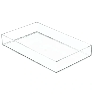 Afbeelding van iDesign Lade inzetstuk, extra grote bestekbak voor laden van kunststof, stapelbare ladeverdeler bestek en andere gebruiksvoorwerpen, transparant, 20,3 cm x 30,5