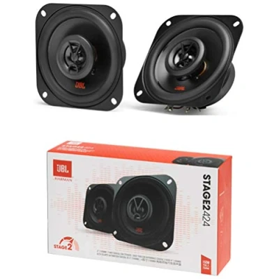 Afbeelding van 2 luidsprekers compatibel met JBL STAGE2 424 coaxiaal weg vierkant 10,00 cm 100 mm 4&quot; 25 watt rms 150 max 4 ohm 88 db spl auto, per paar