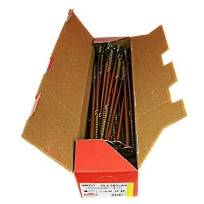 Afbeelding van KLIMAS Houtschroeven, platkopschroeven, Torx schroeven, geel, platte kop, voor dakconstructies schroeven houtconstructies 10 x 300 mm 25 stukken