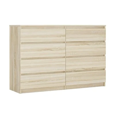 Afbeelding van 3E 3xE living.com Commode met 8 laden 138 cm, kleur: Sonoma eik, L: D: 39 H: 102