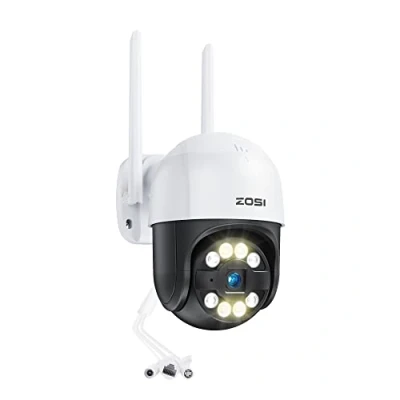 Afbeelding van ZOSI Pan &amp; Tilt Bewakingscamera Buiten WiFi, Stekker in Voeding 355/140 Draaibaar 1080P WiFi IP Camera Buiten, Persoons /Voertuigdetectie, Nachtzicht Kleur, 2 Weg Audio
