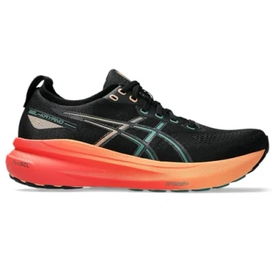 Afbeelding van Asics Gelkayano 31 Hardloopschoenen voor op de weg, Heren, Maat: 41.5, Black/rainy lake Textiel/ synthetisch