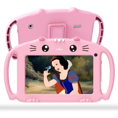Afbeelding van Ascrecem Tablet for Kids 7 in Kinder Android met WiFi Bluetooth Quad Core 2GB 32GB Kindvriendelijke hoes Kindertablet Vooraf geïnstalleerde educatieve APP van 3 tot 14 jaar Meisjes Jongen(Roze)
