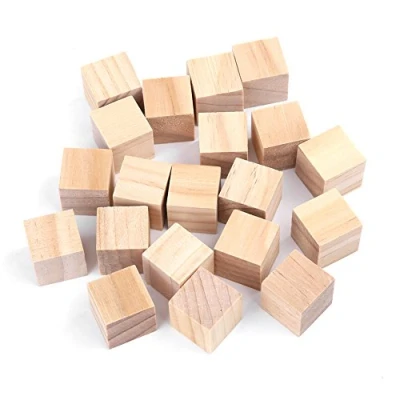 Afbeelding van kleine houten blokjes 20 mm, natuurlijke onvoltooide voor ambachten, blokken ambachten DIY (20 mm （20 stuks）)