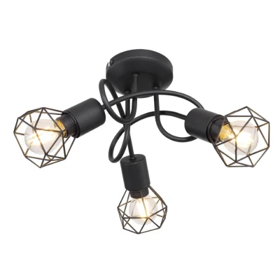 Afbeelding van Globo Design plafondlamp Xara I zwart 3 lichts 54802S 3D