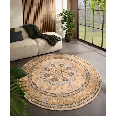 Afbeelding van Rond Vintage Buitenkleed Valenca Nova Geel 200 Cm