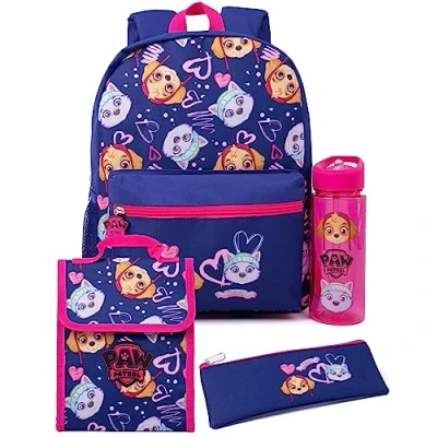 Afbeelding van PAW Patrol Meisjes 4 delige rugzak Set Skye Waterfles Lunch Tas Potlood Case