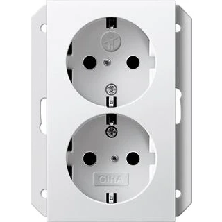 Afbeelding van Gira Systeem 55 wandcontactdoos randaarde 16A 250V 2 voudig zuiver