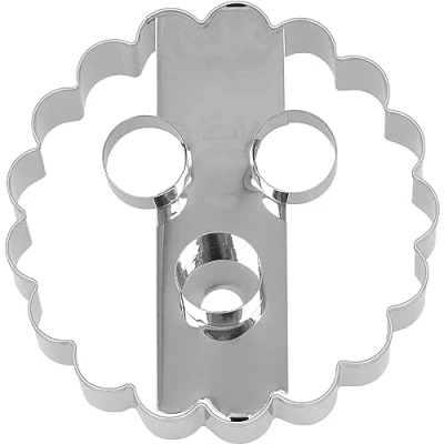 Afbeelding van Birkmann, linzer met 3 gaten, uitsteekvorm voor het uitsteken en decoreren van koekjes, marsepein fondant, roestvrij staal, vaatwasmachinebestendig, afmeting: 10 cm