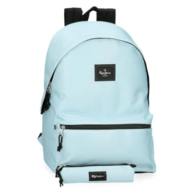 Afbeelding van Pepe Jeans Aris kleurrijke laptoprugzak met dubbel vak, 39,6 cm (15,6 inch), Blauw, 31 x 44 17,5 cm, polyester, van Joumma Bags, laptop rugzak twee vakken
