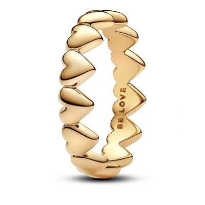 Afbeelding van Pandora 163427C00 Row of Hearts gold plated Ring 52 is maat 16.50