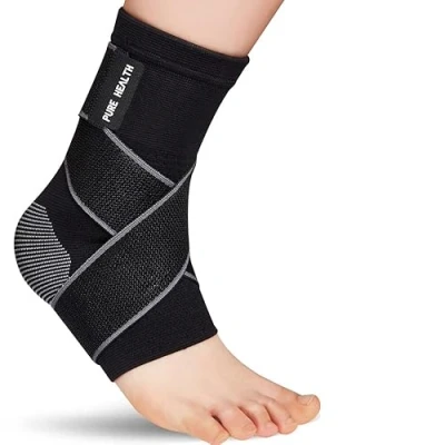 Afbeelding van Pure Health Enkelbrace voor ligamentletsels, enkelverstuikingen, achillespeesontsteking, plantaire fasciitis, hielpijnverlichting en compressiewrap (1 stuk, groot)