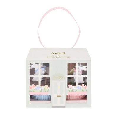 Afbeelding van meri cupcake set paashuisje 24st