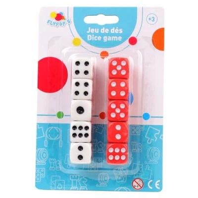 Afbeelding van FLYPOP&#039;S Dobbelstenen Dobbelsteenspel 140468LIN Rood en Wit Plastic 2 tot 6 spelers Bordspellen Yahtzee Geluk 1,4 cm x Vanaf 5 jaar