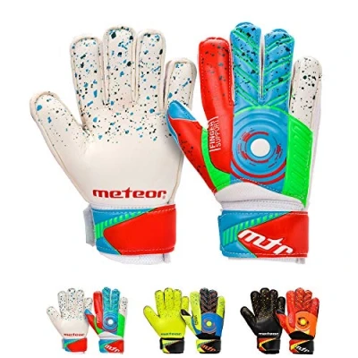 Afbeelding van meteor Voetbal keeperhandschoenen handschoenen voor kinderen jongens DEFENCE (#8, Wit)