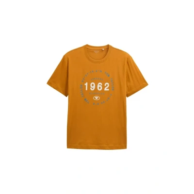 Afbeelding van TOM Tailor Tshirt print, Heren, Maat: Small, Peanut butter brown