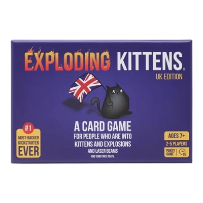 Afbeelding van Exploding Kittens UK Edition Proper Cheeky Fun for British Family Game Nights Hilarious Card Games Ages 7 and Up 56 Cards