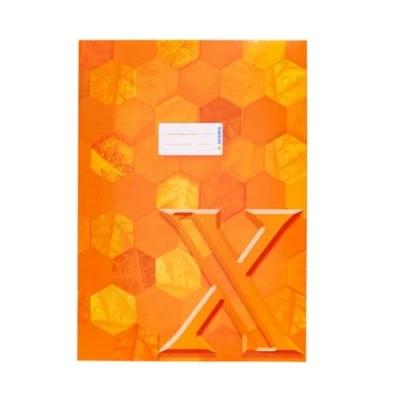 Afbeelding van HERMA 20082 maphoes A4 karton oranje, veredelde schrifthoes met tekstveld van stevig en extra sterk papier, boekhoes hexagon motief voor schoolschriften, gekleurd