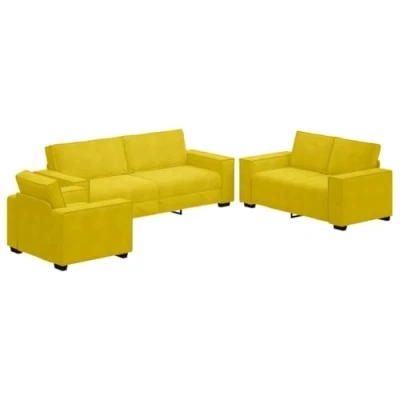 Afbeelding van vidaXL 3 delige Loungeset met kussens fluweel geel