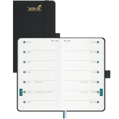 Afbeelding van BEZEND 18 maands Zakagenda 2025 2026 Klein (25 Juli Dec 26), Kalender 25/26 Weekplanner A6 1 Week 2 Pagina&#039;s met Kolommen, Afsprakenplanner Hardcover, Zwart