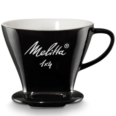 Afbeelding van Melitta 224425 1x4 perkament koffiefilter van porselein, zwart