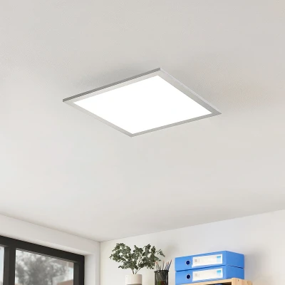 Afbeelding van PRIOS LED plafondlamp 1licht kunststof, aluminium H: 5.2 cm wit, zilver Inclusief lichtbron