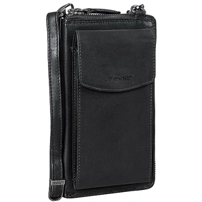 Afbeelding van STILORD &#039;Sarah&#039; lederen schoudertasje met mobiele telefoon compartiment telefontas verstelbare Crossbody portemonnee voor vrouwen, Kleur:zwart