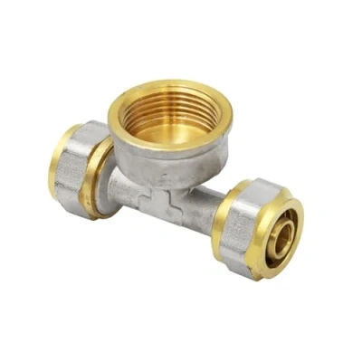 Afbeelding van Pipetec Schroeffitting T stuk 16x2 mm 3/4 inch binnendraad voor meerlaagse composietbuis, DVGW, UBA conform, tot max. 100 C