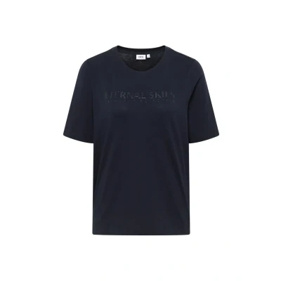 Afbeelding van Cecil MIT Wording Artwork Tshirt print, Dames, Maat: Large, Blau