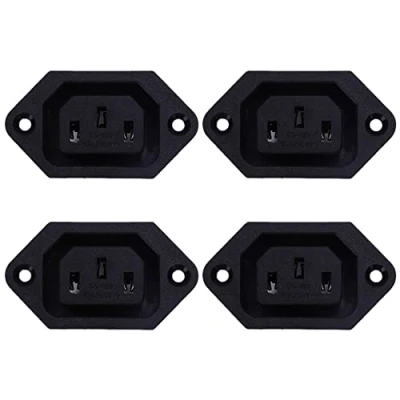 Afbeelding van KVSERT 4X AC 250V 10A IEC 320 C13 Panel Mount Plug Connector Socket Zwart
