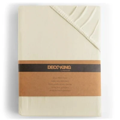 Afbeelding van DecoKing Hoeslaken 100% katoen Jersey boxspring Beige 80x200 90x200 Amber