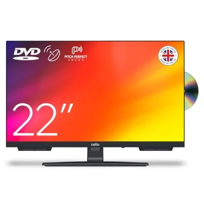Afbeelding van Cello C2224F 22&quot; FULL HD LED TV met randloos design Geïntegreerde DVD speler Drievoudige tuner (DVB C/ S2/ T2) &quot;Pitch Perfect Sound&quot; Ideaal voor kleine kamers Made in Europe [2024]
