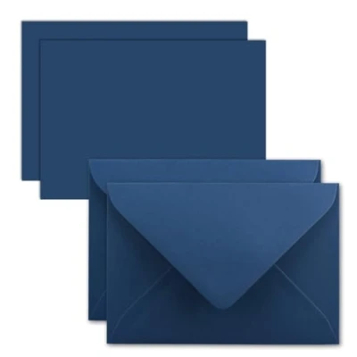 Afbeelding van Kaartenenveloppet enkele kaarten Din A7 10,5x7,3 cm met enveloppen C7 natte kleeflaag 25 Set / donkerblauw