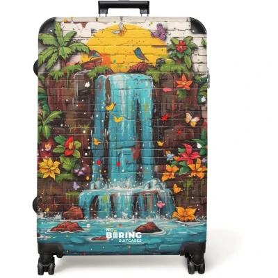 Afbeelding van NoBoringSuitcases.com® Koffer groot Reiskoffer lichtgewicht Waterval in graffiti stijl Rolkoffer met 4 wielen Grote trolley XL 98 liter bagage