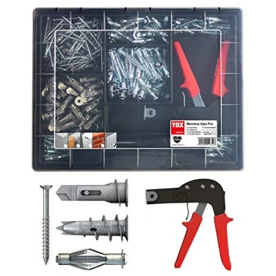 Afbeelding van TOX Holle plug Assortiment Monteur Gips Pro 197 delig, met de belangrijkste gipsplaten pluggen en bijpassende schroeven, incl. montagetang schroevendraaier, 0359011