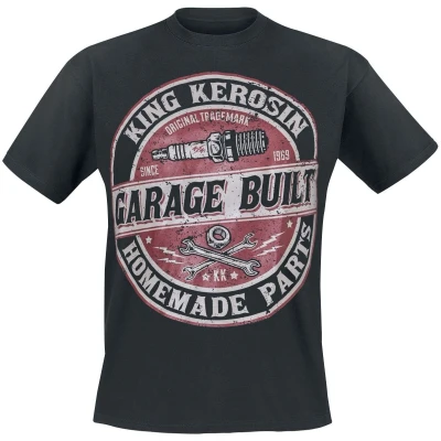 Afbeelding van King Kerosin Garage Built T shirt zwart XXL Katoen Biker, Rock wear, Rockabilly