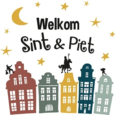 Afbeelding van 5x stuks Sinterklaas Welkom Sint en Piet raamstickers Feeststickers
