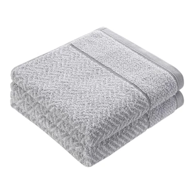 Afbeelding van herzbach home Handdoekenset, 100% katoen, patroon (zilvergrijs/wit, 2 handdoeken 50 x 100 cm)