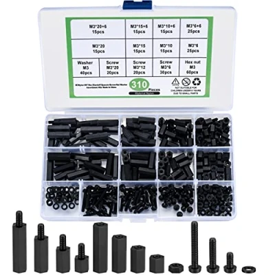 Afbeelding van M3 Nylon Schroeven Moeren Afstandhouders 310 Stuks Diverse Maten &amp; Lengtes Perfect voor doe het zelf, Thuis Professioneel Gebruik Betrouwbaar en Duurzaam Universele Toepassing
