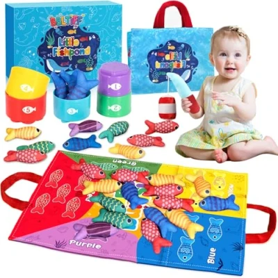 Afbeelding van BBLTIFF Speelgoed voor baby&#039;s, 1, 2, 3 jaar, 22 delig, Montessori, vissen, spelletjes kinderen, lijnvissen, Montessori spellen 1 educatieve cadeaus meisjes en jongens,